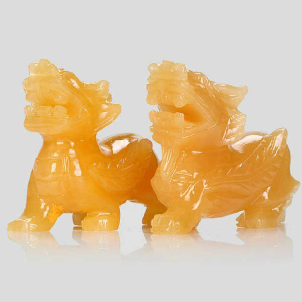 正品开光 天然黄玉貔貅摆件 大号 招财纳宝驱邪避凶雌雄一对貔貅