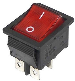 泰明电子 船形开关 kcd4-201n kcd2 红色 带灯 4脚船型开关