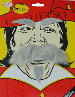 万圣节化妆舞会表演派对 搞笑眉毛灰色假胡子胡须八字胡老爷爷发