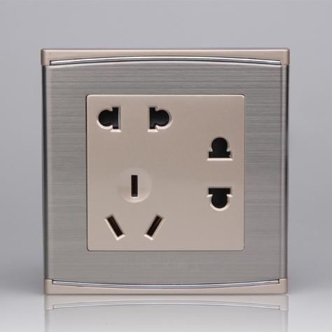 香港lg 香槟色插座面板 七孔插座 拉丝系列 二二三插 钢架结构