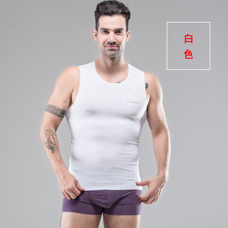 皮尔卡丹背心男士内衣莫代尔 紧身无痕 打底宽肩p539922 p539921