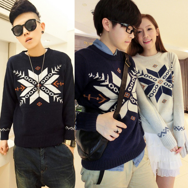 秋冬装情侣装林弯弯les帅t套头毛衣针织衫情侣毛衣韩版圆领毛衣女