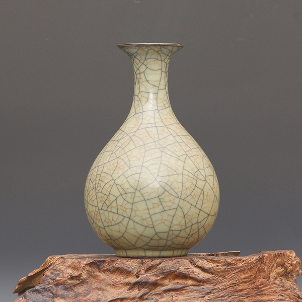 宋 哥窑 金丝铁线 玉壶春瓶 古董瓷器古玩古瓷器 老货旧货收藏