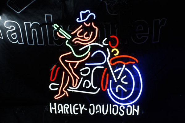 harley davidson guitar neon 哈雷哈利摩托吉它手酒吧艺术霓虹灯