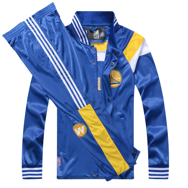 勇士队库里汤普森出场服外套全开扣运动篮球训练套装团购印号比赛