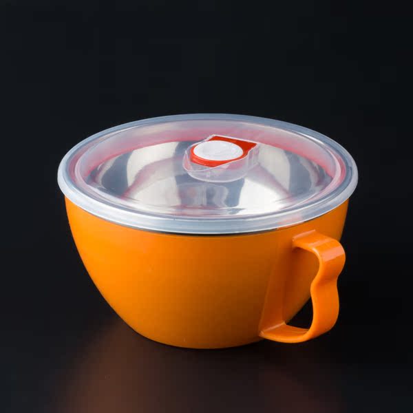 304不锈钢碗泡面碗带盖泡面杯韩式汤面方便面碗大号学生便当饭碗