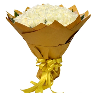 大声说爱你|36朵a级雪山白玫瑰现代牛皮纸简欧精包长沙鲜花实体店