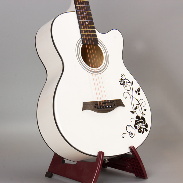 39/40/41寸民谣电箱吉他 学生新手白色木吉他 男女生演出吉它包邮