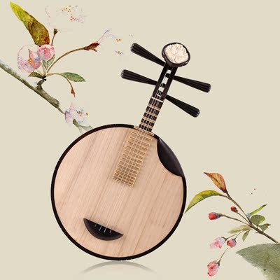 包邮海昕乐器 演奏级黑檀月琴 专业牡丹头饰桐木民乐正品