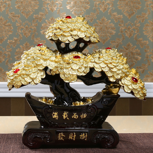 客厅招财发财摇钱树摆件镇宅生财大号聚宝盆风水工艺品开业送礼品