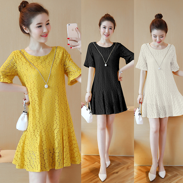 大码女装胖妹妹连衣裙200斤胖mm秋装韩版显瘦蕾丝雪纺打底衫a字裙