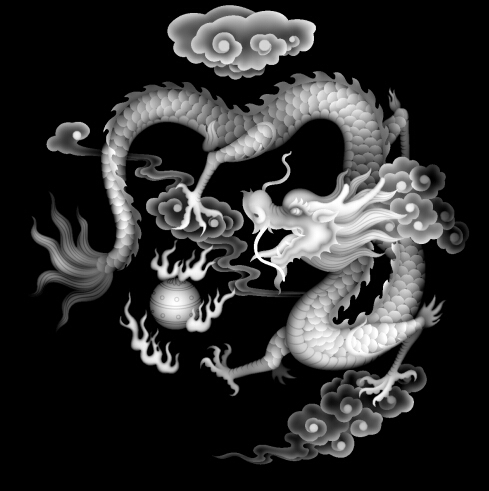 龙 精雕图 石碑墓碑雕刻图 电脑灰度图木雕 jdp 单龙