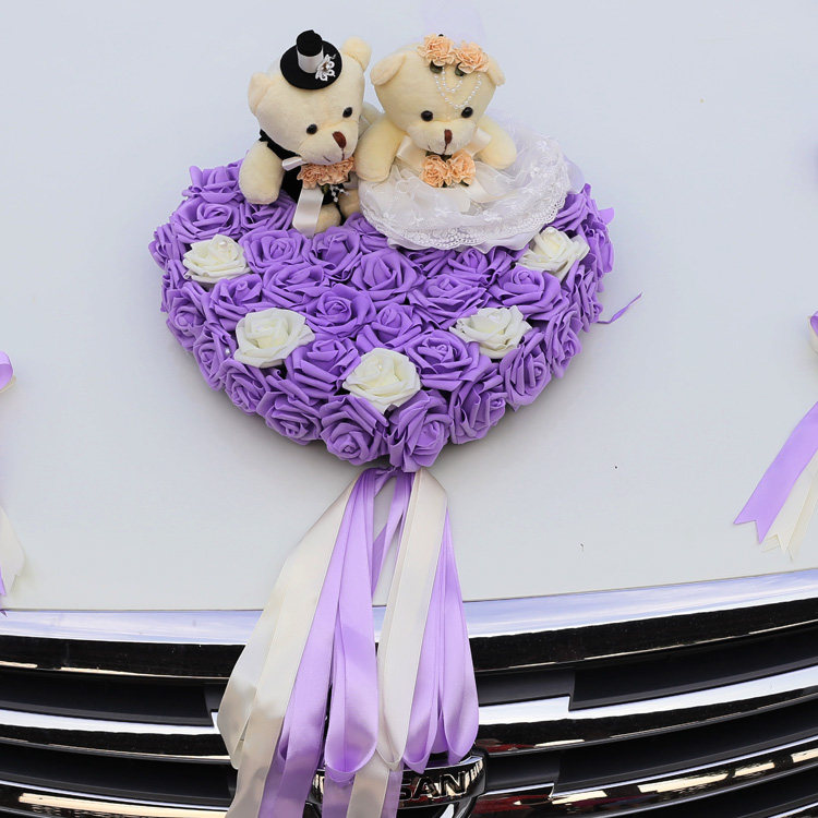 喜来乐 花车装饰 主婚车pe玫瑰花心形花盘 个性创意款兄弟车布置