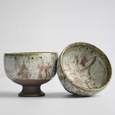 台湾茶具志野樱花釉茶碗 陶瓷功夫茶杯主人杯品茗杯茶杯茶具手工