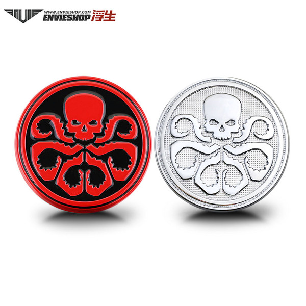 复仇者联盟神盾局车标九头蛇金属改装车贴红骷髅车身贴尾标油箱贴