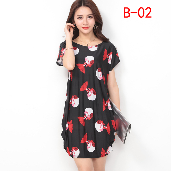 夏季女连衣裙批睡衣冰丝裙大码女装宽松胖mm孕妇装中长款连衣裙