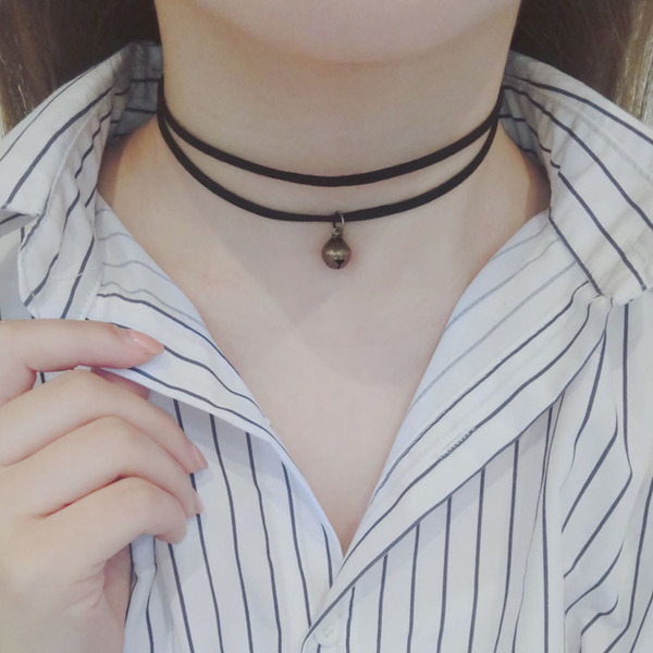 原宿复古黑色蕾丝颈链水钻颈带项圈女欧美朋克项链短款简约锁骨链