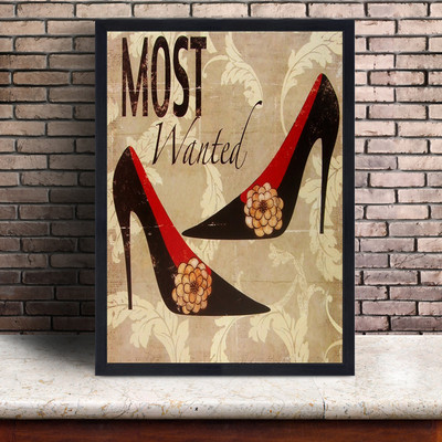 鞋店装饰画个性创意怀旧复古高跟鞋时尚现代挂画鞋子墙壁画