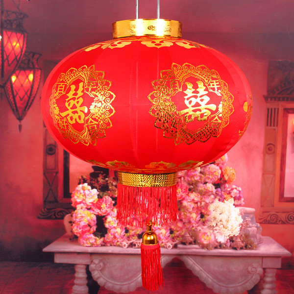 婚庆用品结婚喜字灯笼龙凤红灯笼创意绒布烫金大灯笼婚房装饰挂饰