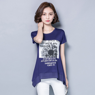 中年女士妈妈装30-35-40-45-50岁女装夏装长袖上衣衣服印花t恤女