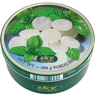 德国sky candy 薄荷味 绿嘉云糖 200g 铁盒装 硬糖