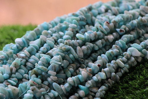 纯天然无忧化天然海纹石拉利玛原石碎石大小约5-7mm约40厘米一条