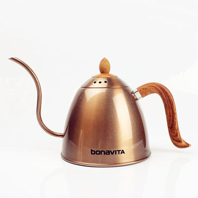bonavita新款电磁炉专用长嘴手冲壶木纹把手不锈钢细口咖啡壶器具