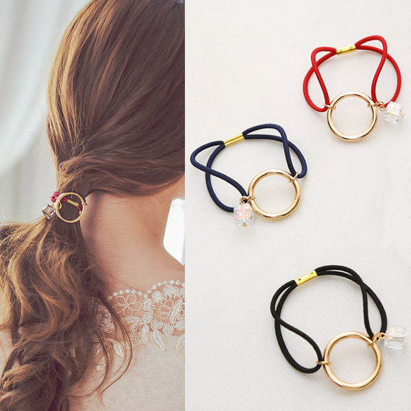 春夏新款水晶发圈韩国简约头绳个性扎头绳皮筋皮套淑女头花饰品