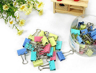 товар из китая 上汇2号 41mm彩色长尾夹黑色燕尾鱼尾凤尾文件铁夹子大号24个