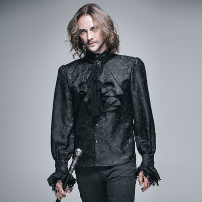 魔叹╋ devil fashion 歌特gothic复古男士衬衫配领花 sht01001