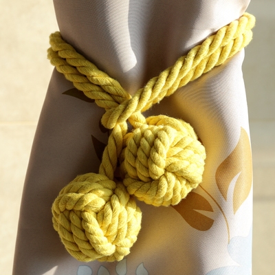 【优质棉】纯手工编织美式田园棉绳窗帘扣窗帘绑带窗帘绑绳挂球