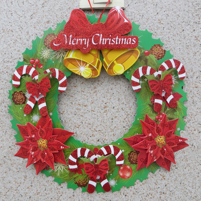 圣诞装饰品 圣诞老人立体花环贴画 圣诞树窗贴橱窗贴纸