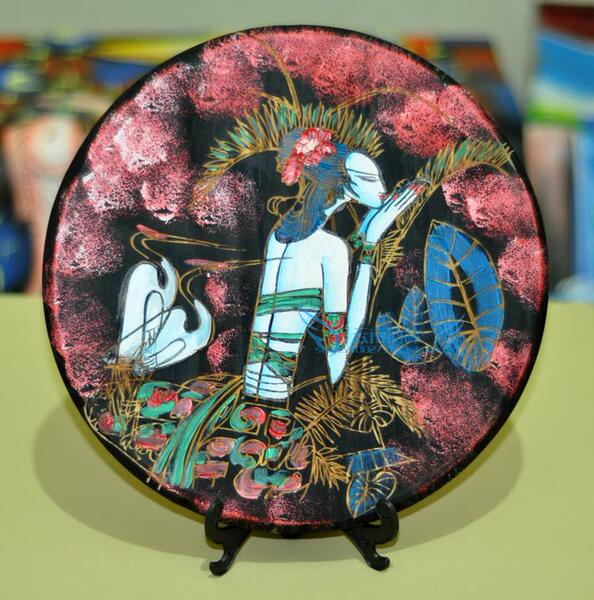 云南民族大理东巴木雕画工艺品摆件 重彩木刻画饰品 酒吧客厅装饰