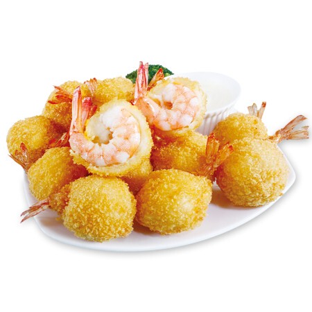 亚洲渔港至q虾球油炸小吃西餐厅专用冷冻食品至q虾球40枚/盒批发