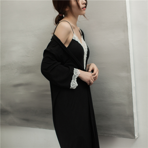 Import cotton kimono robe sexy lace sleeving