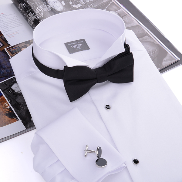 拜耳男小翼领礼服款衬衫 140支棉 法式袖扣 白色 绅士风范