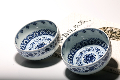 春风祥玉【青花宝相杯】口9.2底5.8高4.5 (已出)