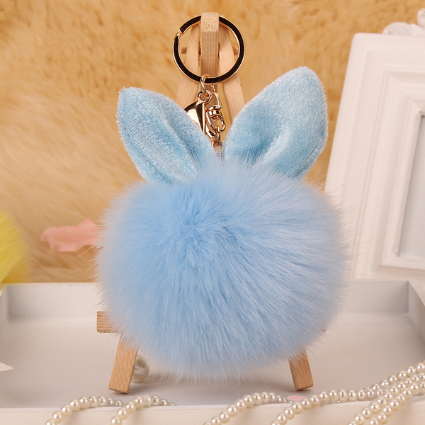 可爱超大兔耳朵毛球挂件毛球包包挂件仿兔毛钥匙扣挂饰毛毛绒球女