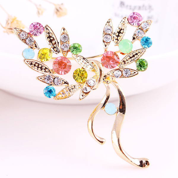 买二送一韩版时尚高档手工水晶彩钻动物花草合金胸针女别针正品