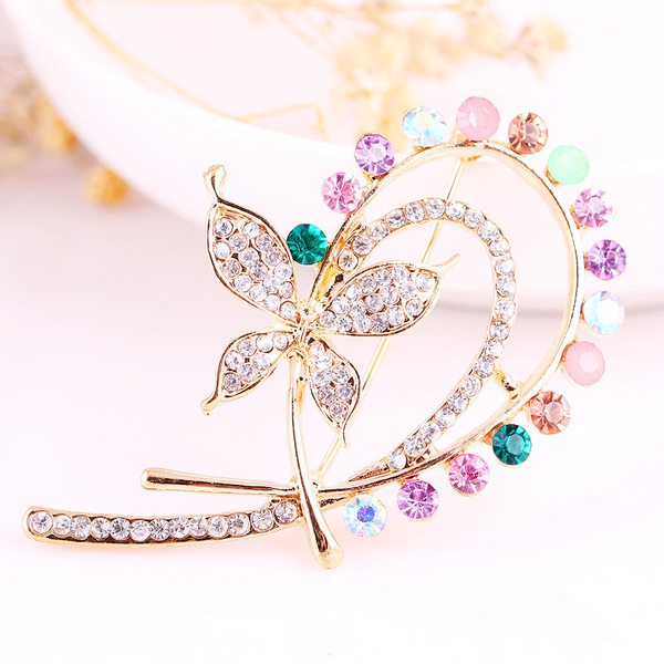 买二送一韩版时尚高档手工水晶彩钻动物花草合金胸针女别针正品