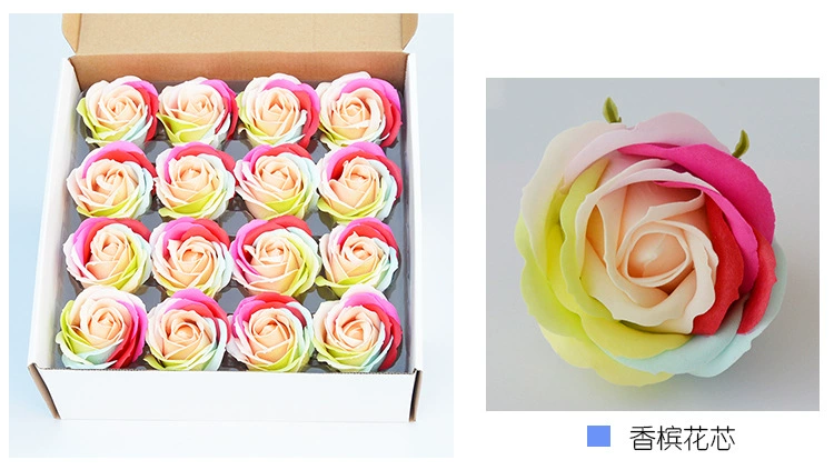 Handmade đầy màu sắc hoa hồng xà phòng hoa thủ công mô phỏng cầu vồng hoa hồng đầu hoa hộp quà tặng cao cấp với một hộp 16 hoa - Hoa nhân tạo / Cây / Trái cây