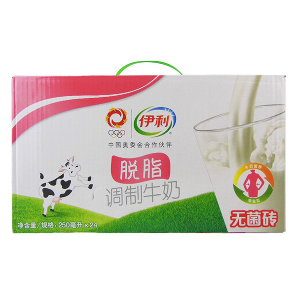 伊利脫脂牛奶250ml*24盒調製奶 脫脂奶 純牛奶