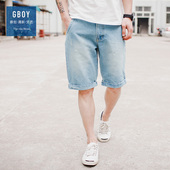 GBOY2016夏季新款日系韩版潮男水洗抓痕牛仔休闲短裤男士沙滩裤
