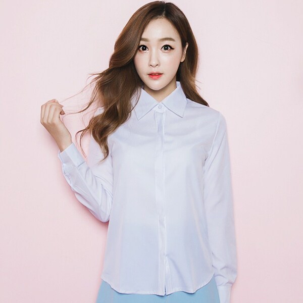 2016春秋白衬衫女长袖职业套装韩范修身打底衬衣女学生防走光上衣