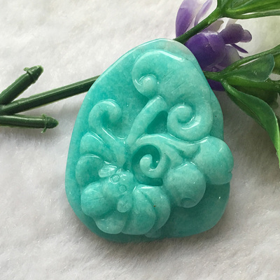 aaaa天河石雕刻吊坠 精品 一物一图 浩然水晶 正品保真 颜色超好