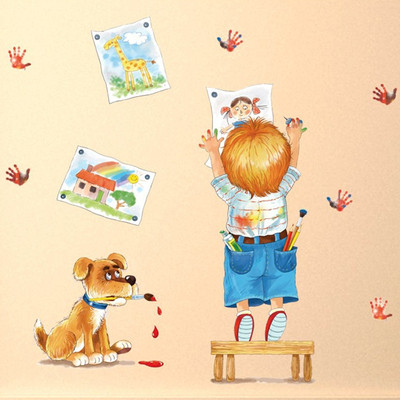 幼儿园装饰卡通墙贴纸卧室客厅家饰儿童房画画书房涂鸦小孩墙贴画