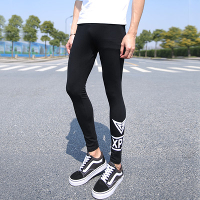跑男同款秋冬季运动紧身裤潮男士打底裤个性加绒裤篮球裤加厚裤子