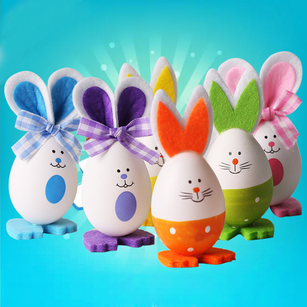 复活节装饰彩蛋兔子复活节蛋diy儿童礼品 塑料蛋挂件桌面摆件道具
