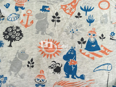 外贸 日本moomin 小肥肥 姆明一族 diy针织宝宝全棉卡通印花布料