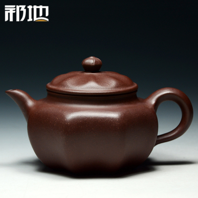 宜兴紫砂壶手工刻字名家袁征军纯手工原矿紫泥茶壶六方掇只